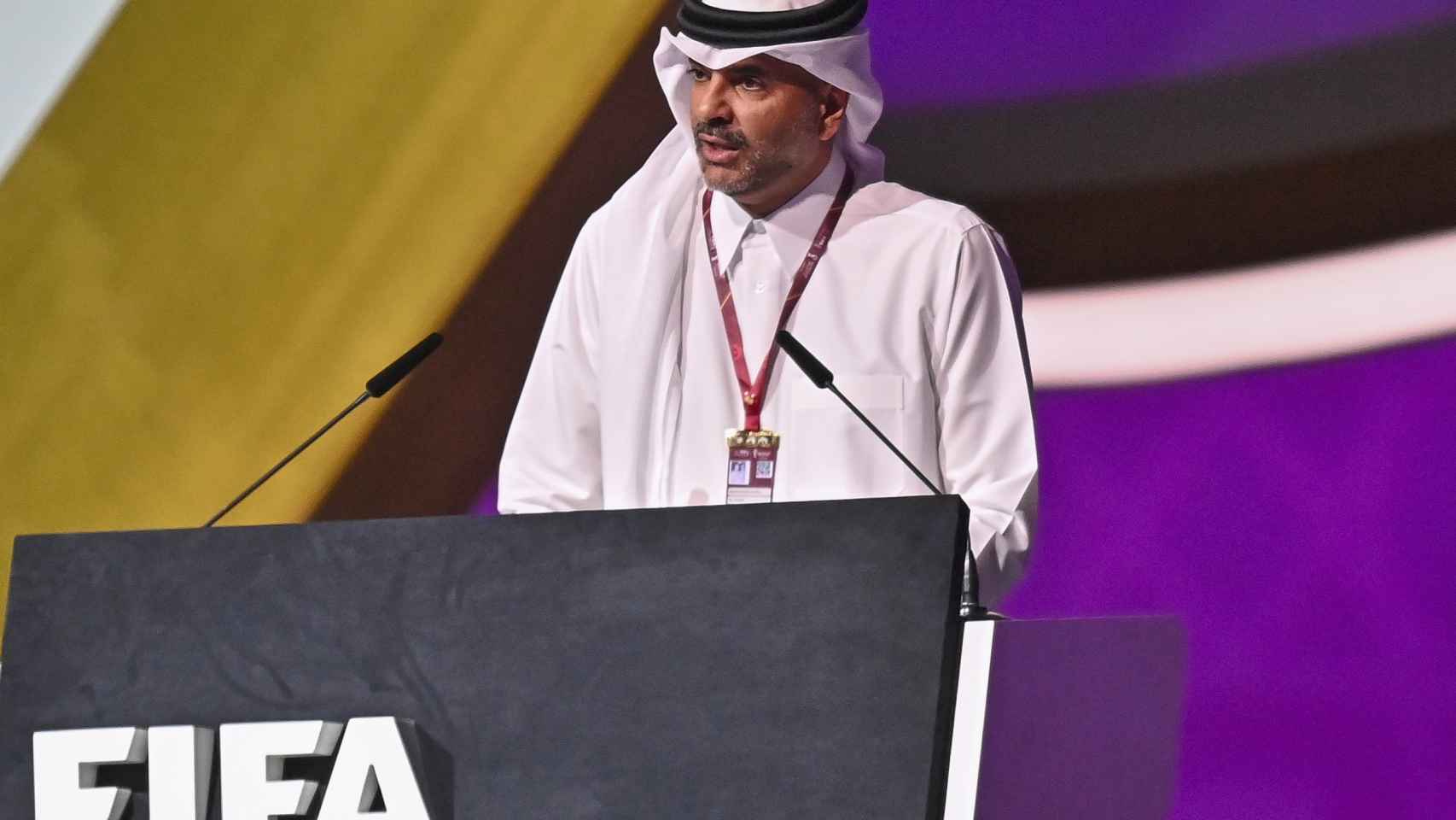 Sheikh Khalid Bin Khalifa Bin Abdulaziz al-Thani, durante el Congreso de la FIFA.