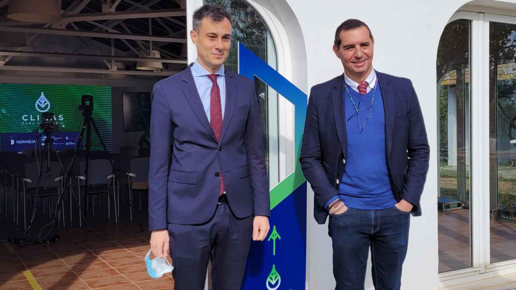 Jordi Azorín y Jorge Olcina, en la presentación de la campaña Climas para el Cambio de Hidraqua.