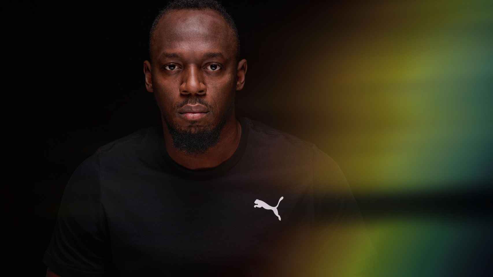 Usain Bolt durante un acto de Puma