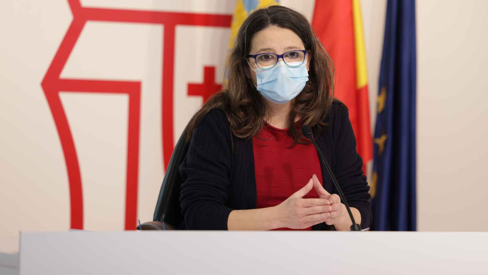 Mónica Oltra durante una rueda de prensa tras el pleno del Consell.