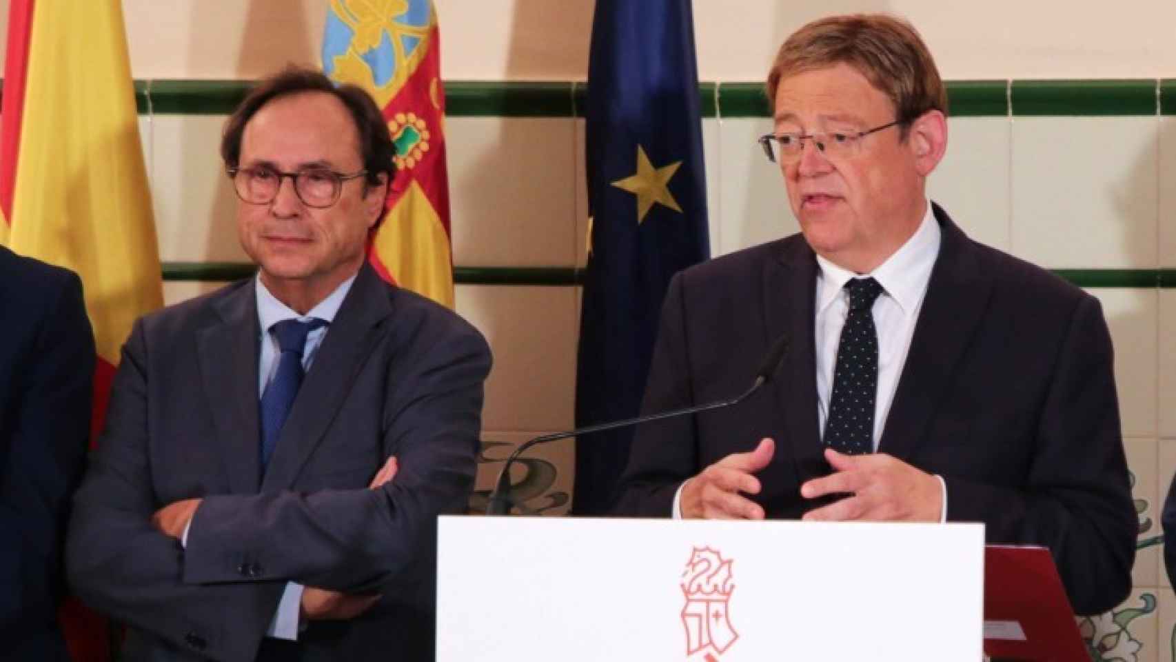 Vicent Soler, consejero valenciano de Hacienda, y Ximo Puig, presidente de la Generalitat. EE