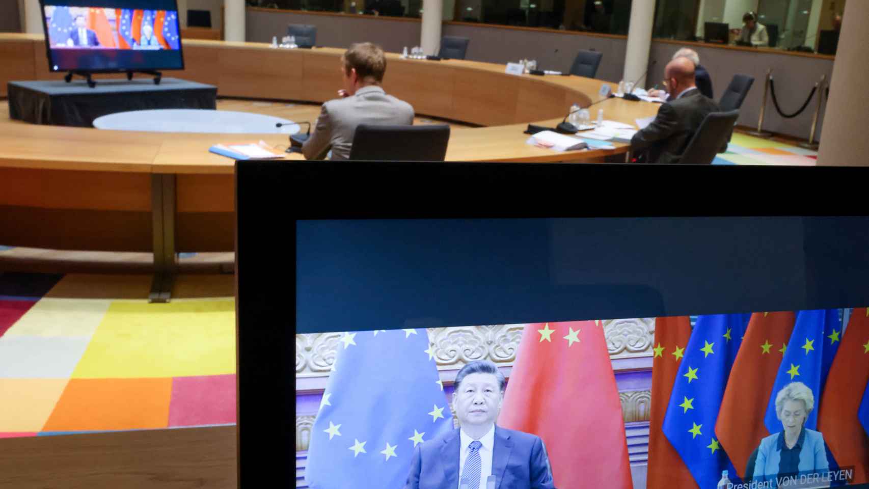 Xi Jinping y Ursula von der Leyen, durante la videocumbre entre la UE y China de este viernes