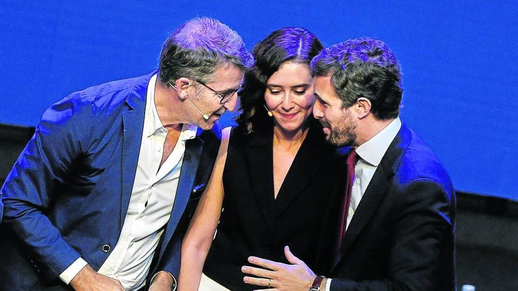 Alberto Núñez Feijóo, Isabel Díaz Ayuso y Pablo Casado.