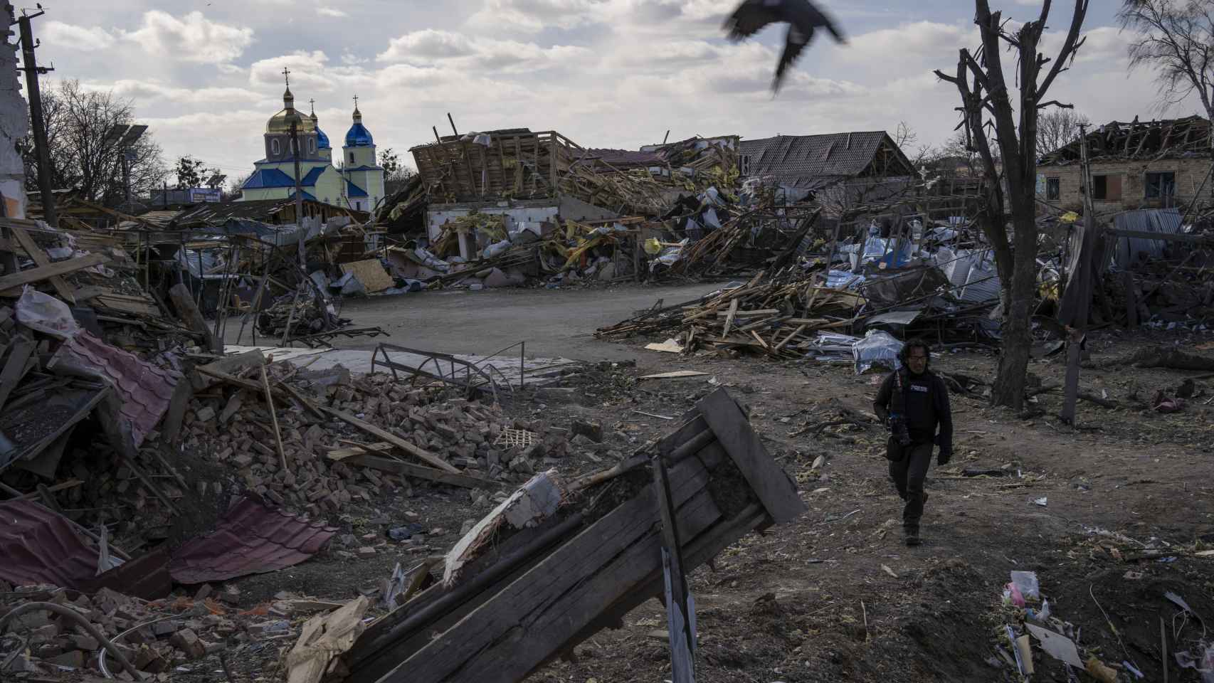 La localidad de Byshiv, en las afueras de Kiev, totalmente destrozada tras el asedio ruso.