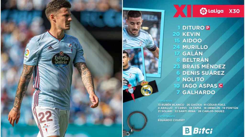 El Celta deja a Santi Mina fuera del once en el partido ante el Real Madrid