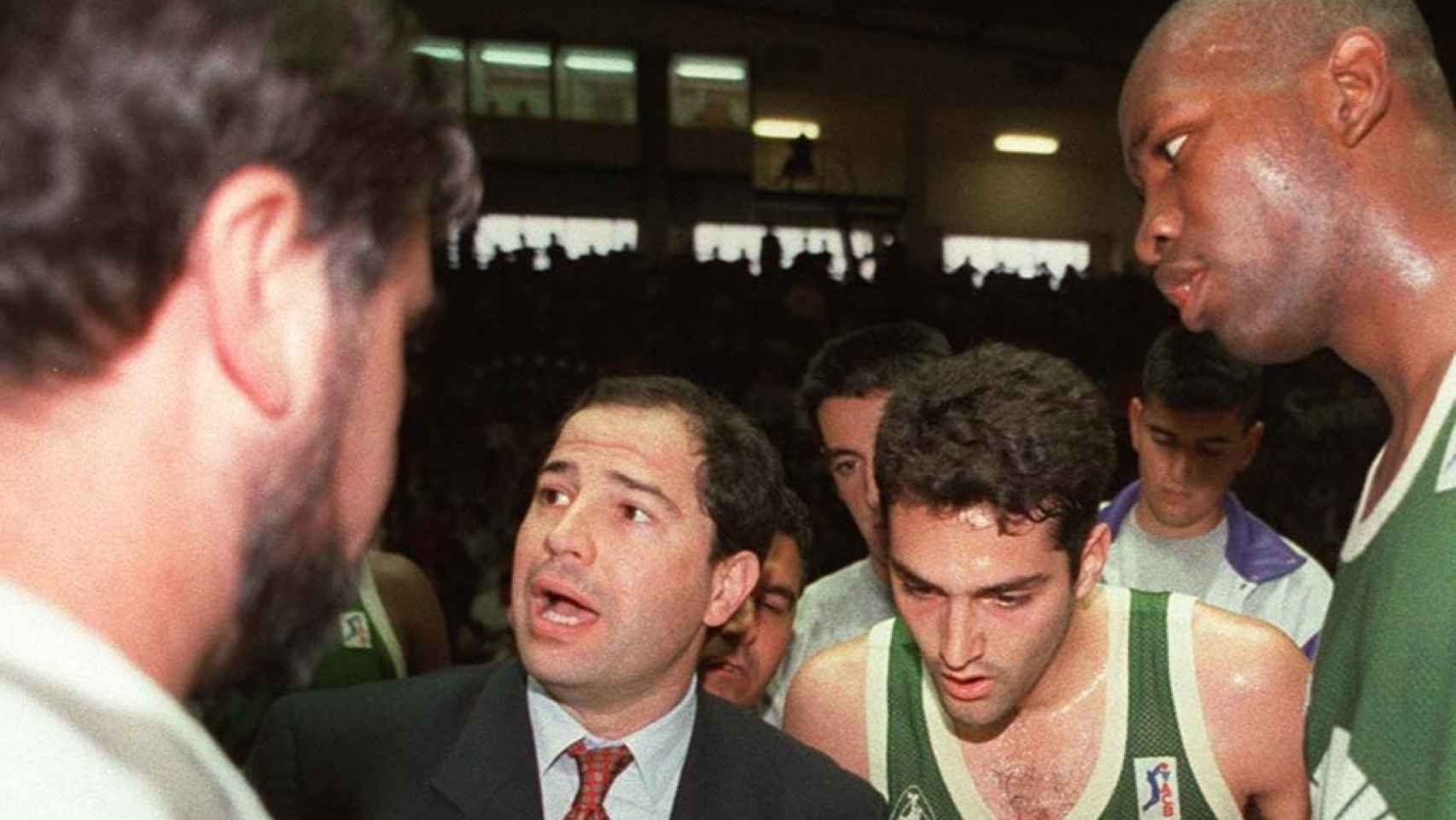 Imbroda junto a Curro Ávalos y Kenny Miller en su etapa en Unicaja baloncesto.
