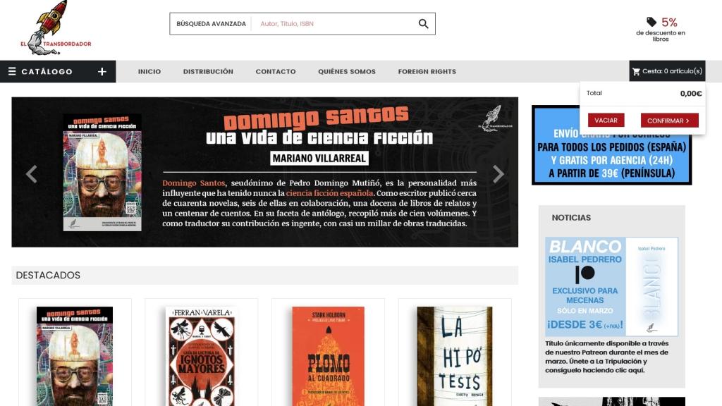 El portal web de Ediciones El Transbordador.