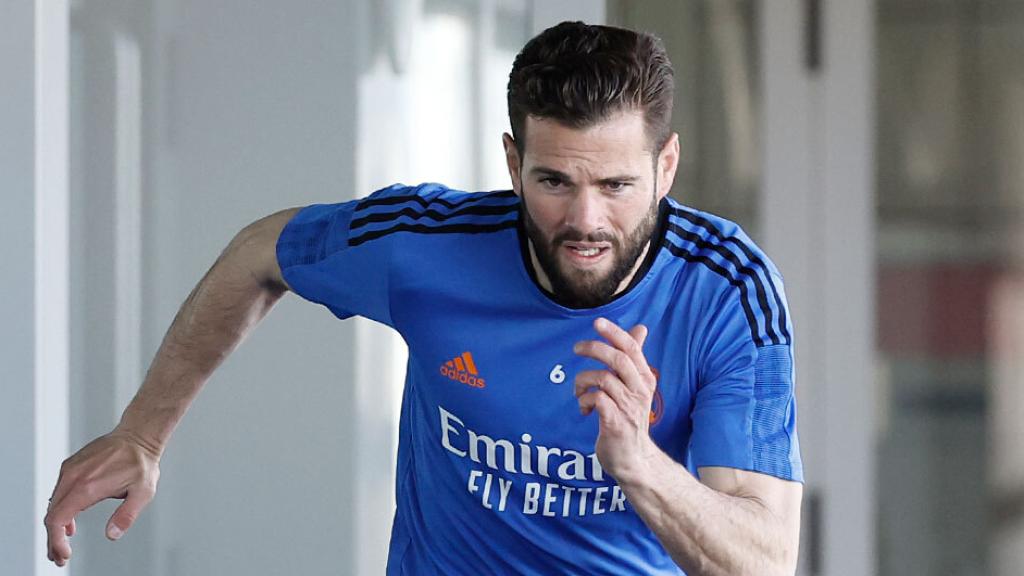 Nacho Fernández, en el entrenamiento del Real Madrid