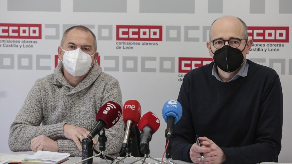 Aurelio Iglesias y José Antonio Alegre en la rueda de prensa celebrada este lunes en la sede de CCOO Valladolid