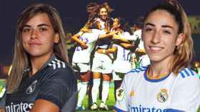 Fotomontaje del Real Madrid Femenino con Misa Rodríguez y Olga Carmona
