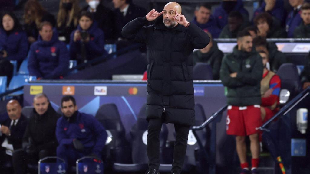 Pep Guardiola, durante el partido ante el Atlético.