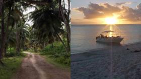 Dos imágenes de las islas Agalega.
