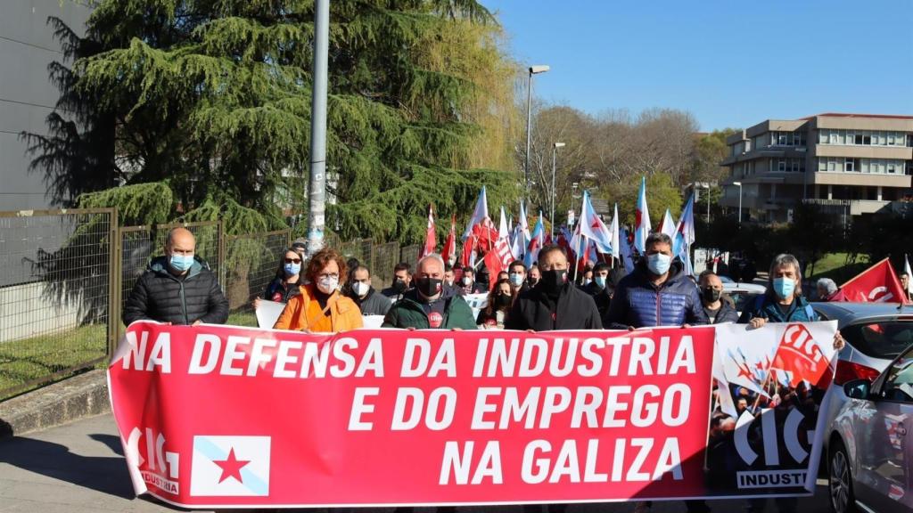 La manifestación de CIG-Industria en Santiago.