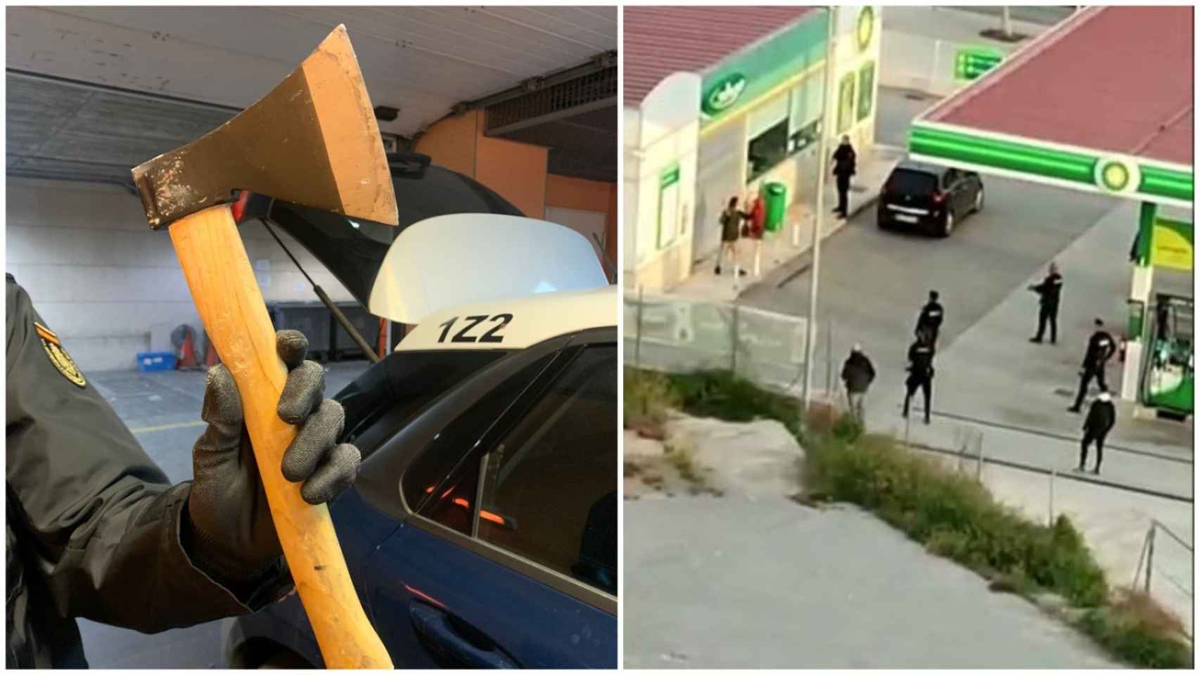 El hacha intervenida por la Policía Nacional al cliente de una gasolinera de Alicante.