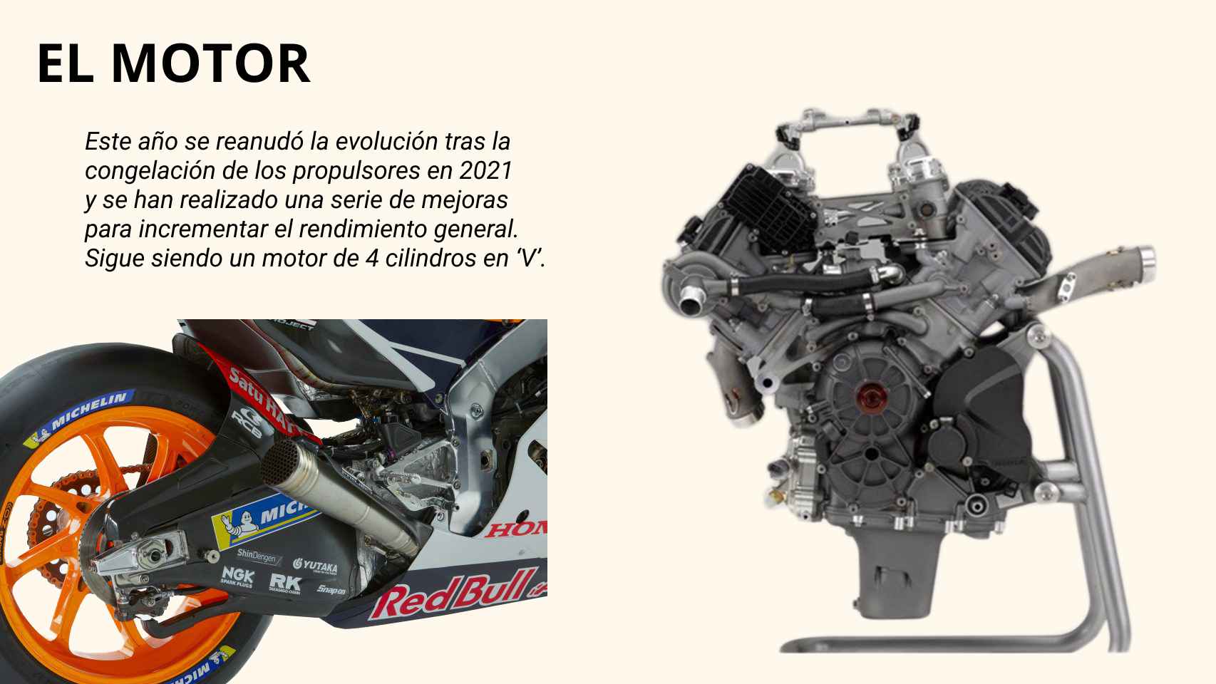 Motor de la Honda 213V del equipo Repsol en 2022