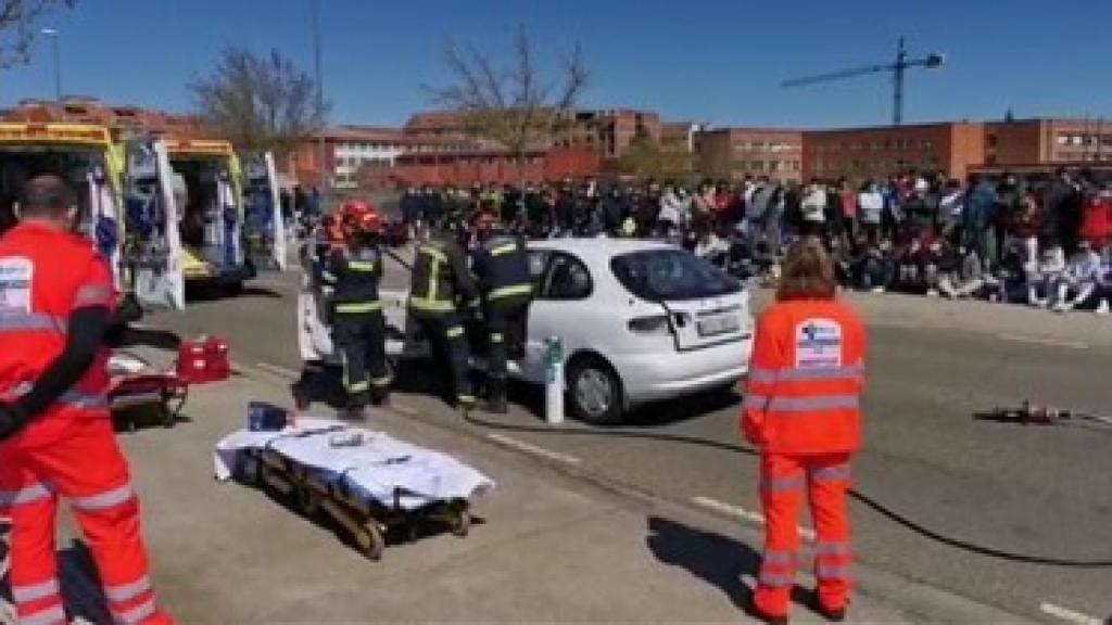 Simulacro de un accidente de tráfico