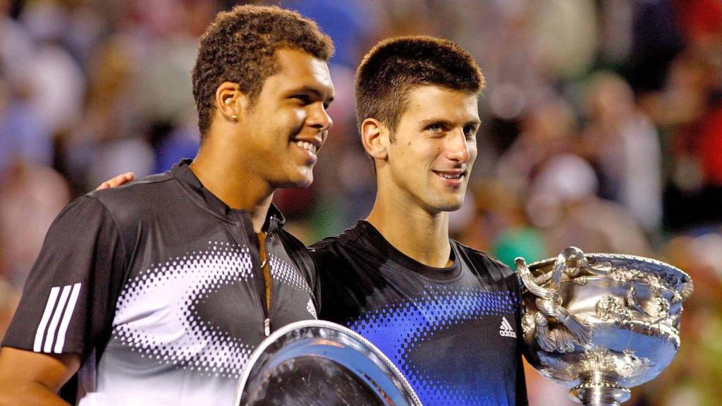 Tsonga y Djokovic en la final del Abierto de Australia de 2008