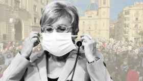 La consellera de Sanidad valenciana, Ana Barceló, frente a una protesta de los sanitarios de Alcoy.