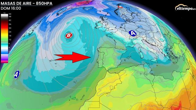 Los vientos cálidos proceden del oeste. Eltiempo.es