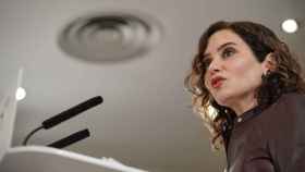 La presidenta de la Comunidad de Madrid, Isabel Díaz Ayuso, interviene en un acto con empresarios organizado por el Partido Popular del País Vasco.