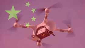 Dron con la bandera de China