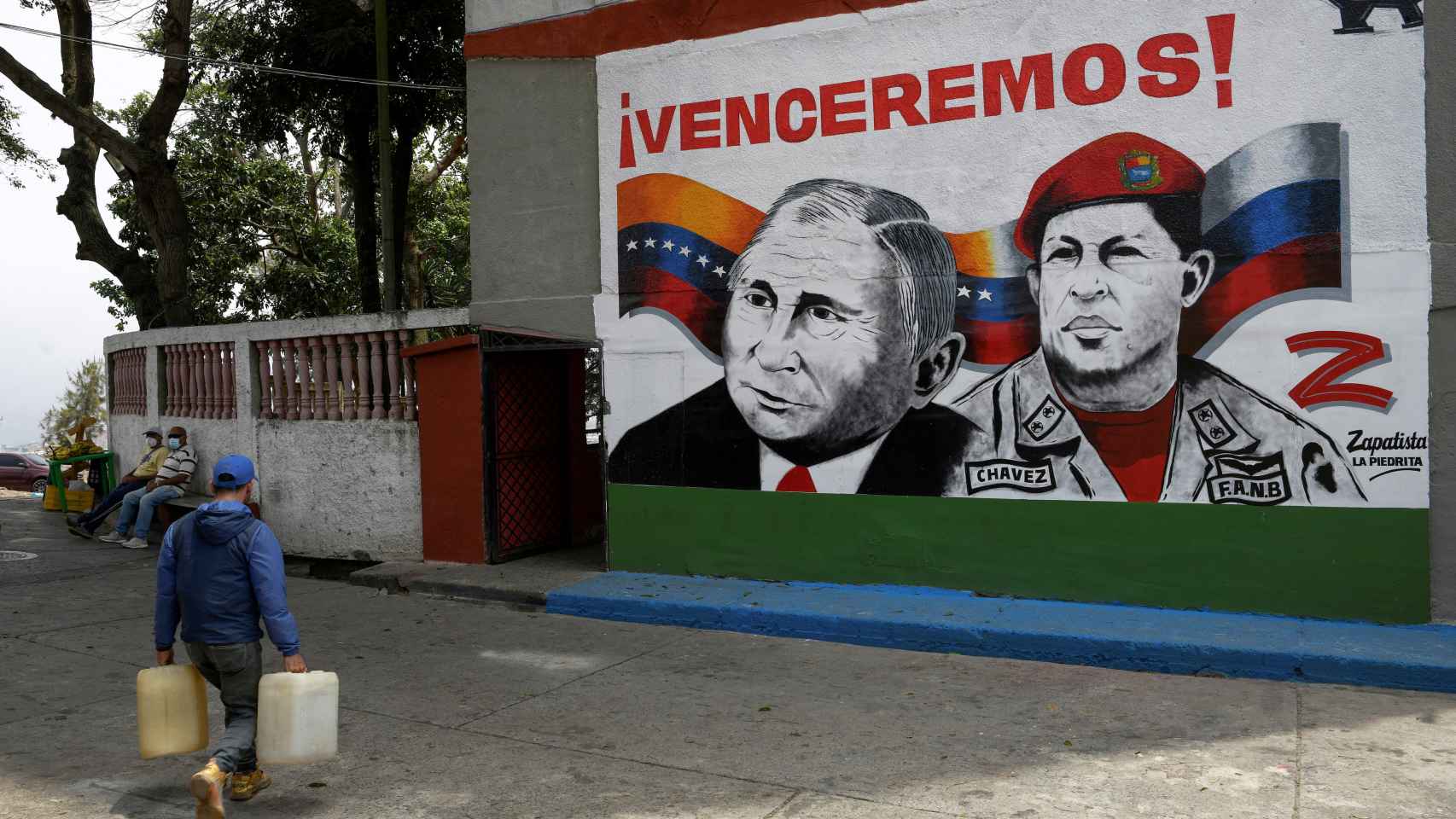 Un mural de apoyo a Putin en Caracas, Venezuela.