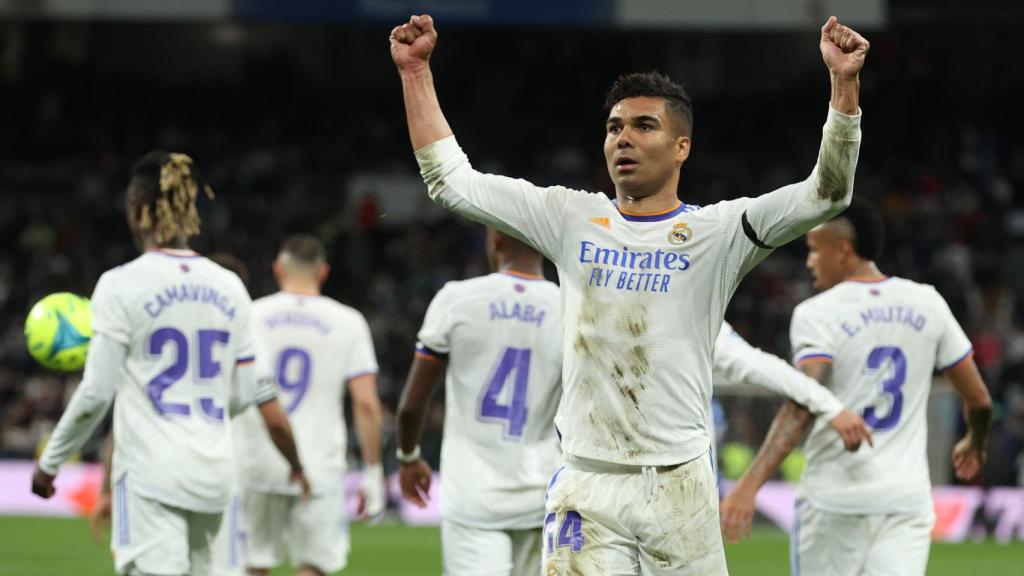 Casemiro celebra un gol con el Real Madrid