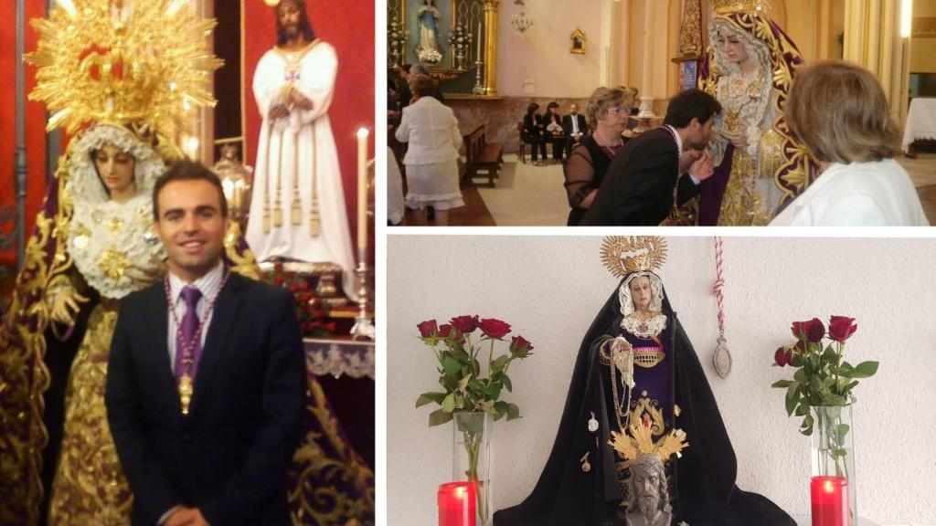 Pedro Biedma y el altar que ha montado en Colonia.