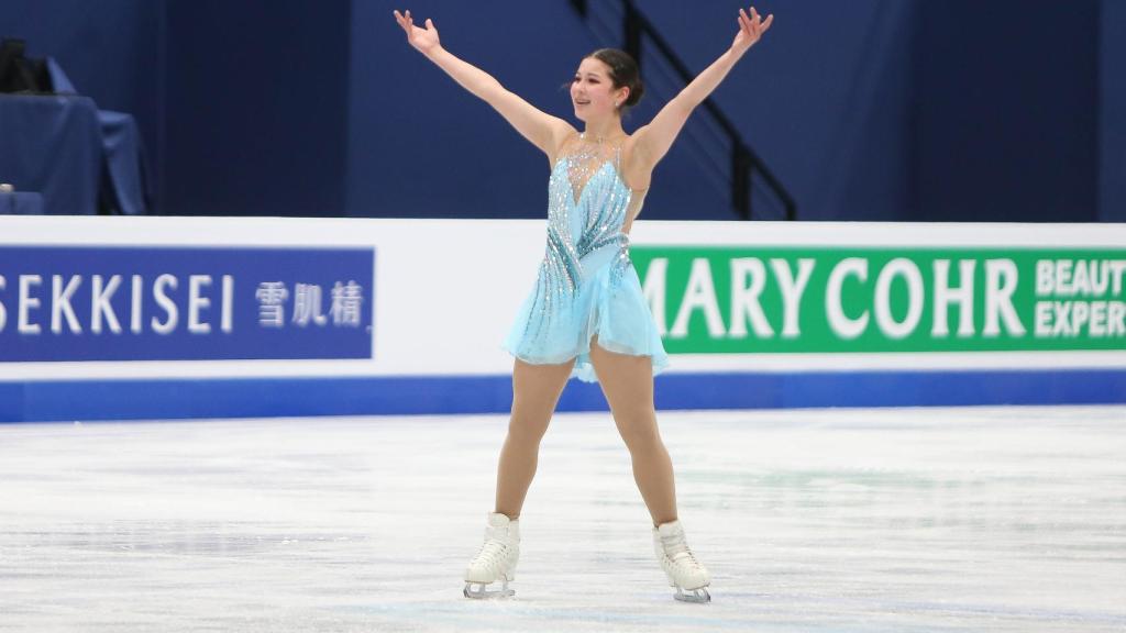 Alysa Liu durante las pasadas pruebas mundiales de patinaje