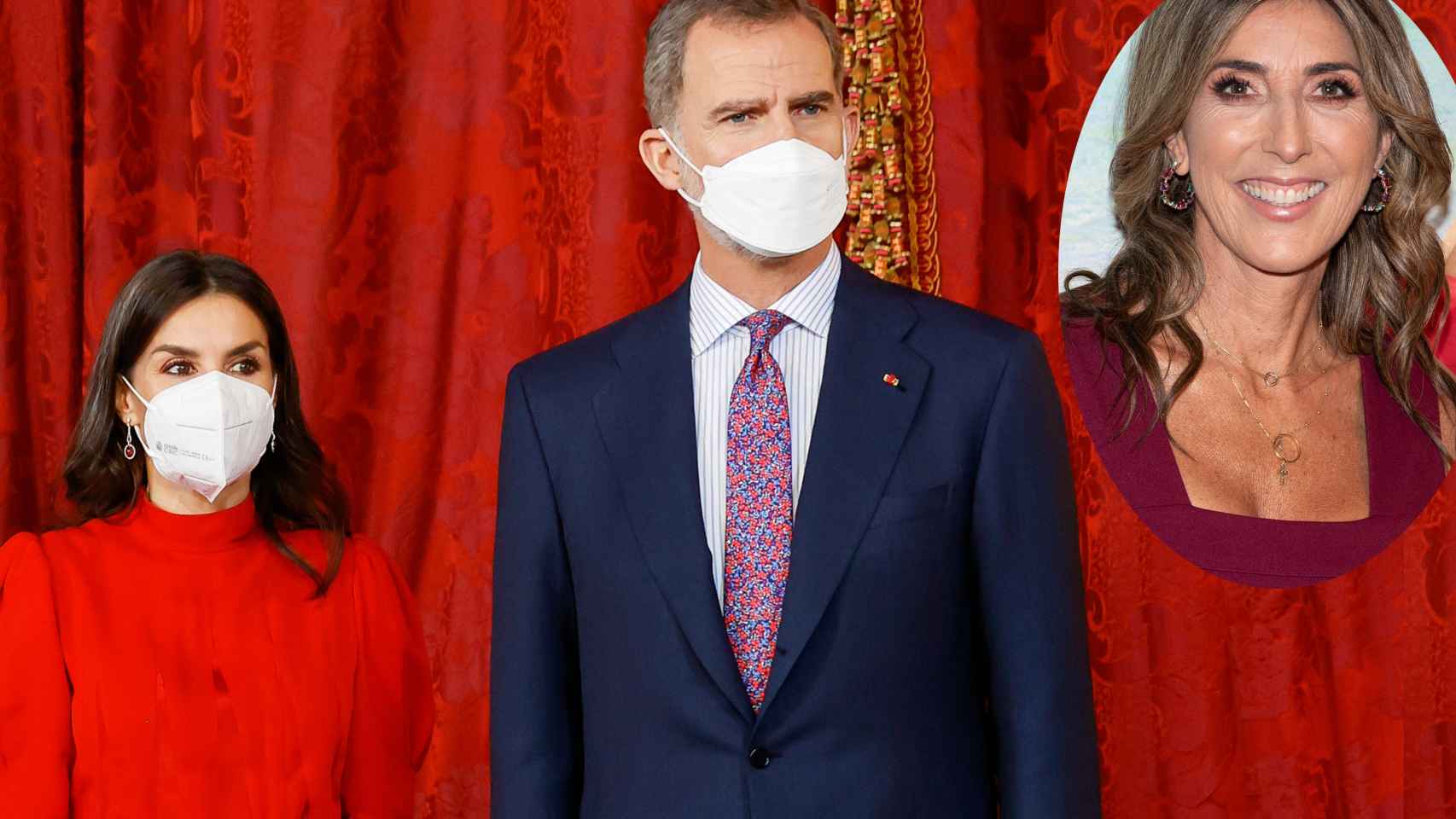 Los reyes de España, Felipe VI y Letizia, en montaje de EL ESPAÑOL junto a la presentadora Paz Padilla.