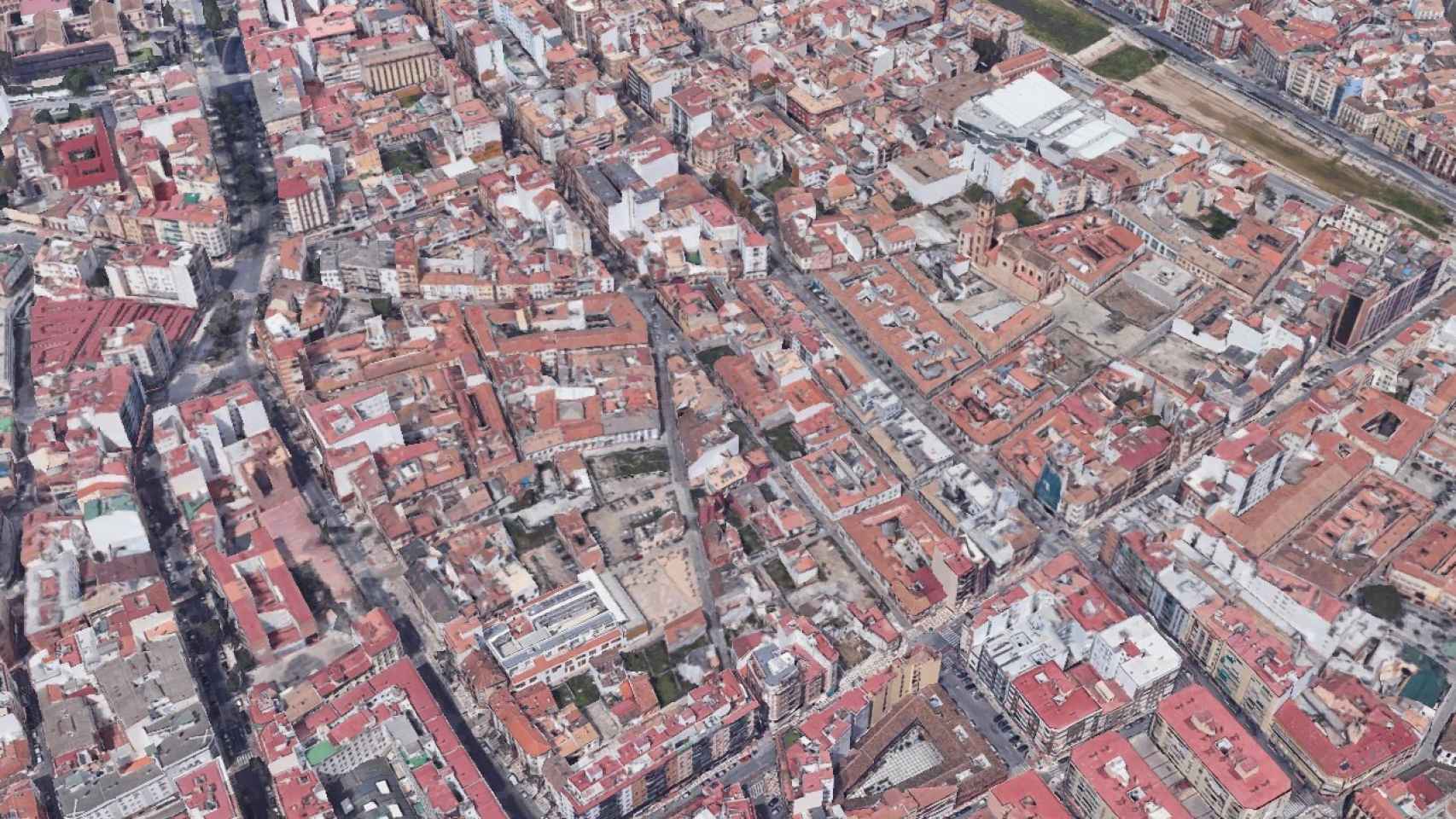 Imagen aérea del barrio de La Trinidad, en Málaga, donde fue encontrado el menor.