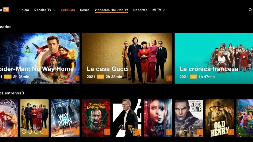 Imagen de la pantalla de la plataforma Orange TV.