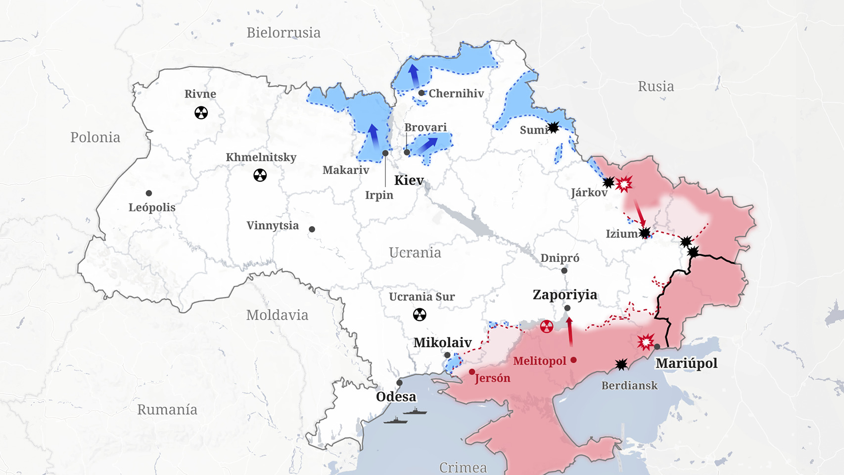 Mapa de ucrania del 14 de Abril