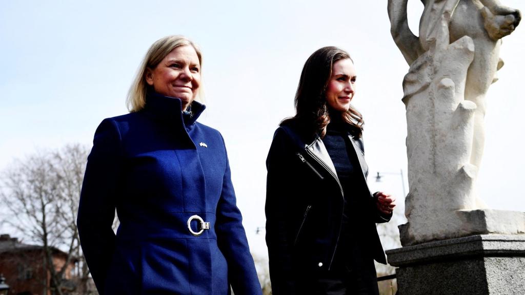 Magdalena Andersson y Sanna Marin, durante su reunión de este miércoles en Estocolmo