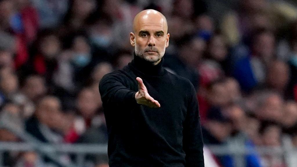 Pep Guardiola, en un partido del Manchester City de la Champions League 2021/2022