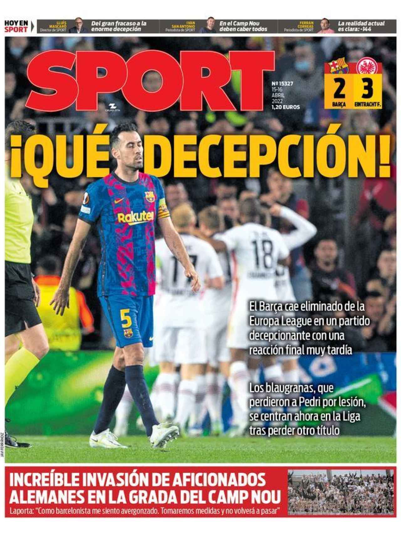 La portada del diario SPORT (15/04/2022)