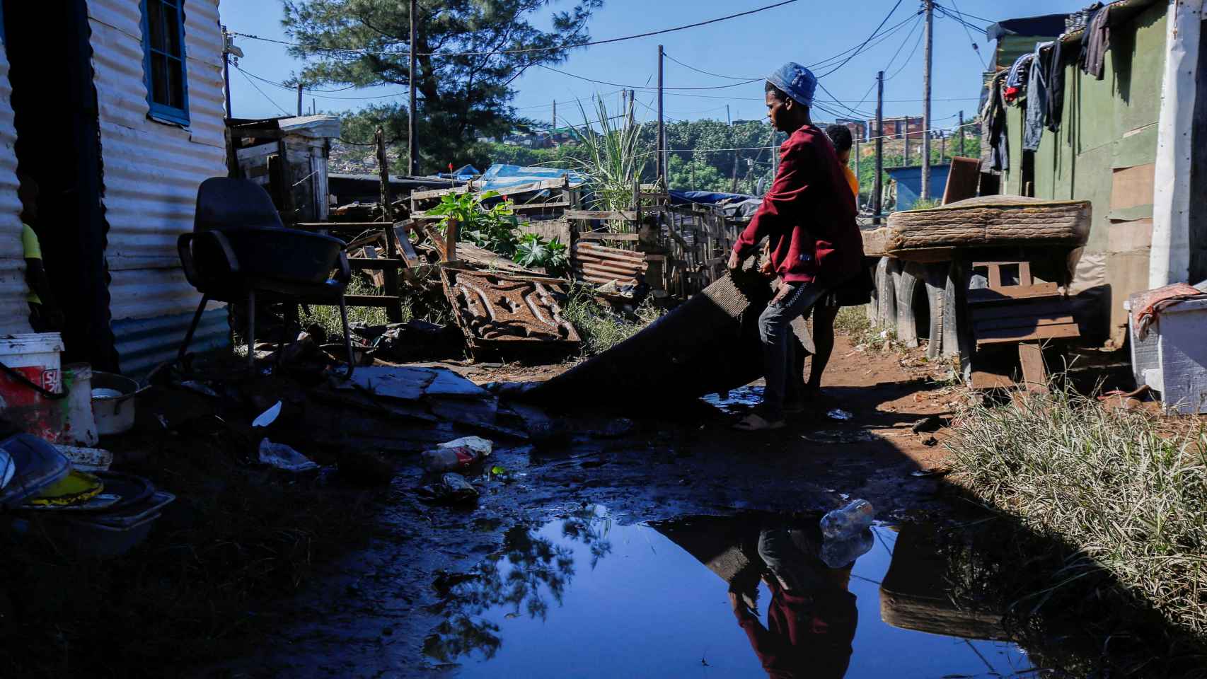 Viviendas afectadas por las inundaciones en Sudáfrica.