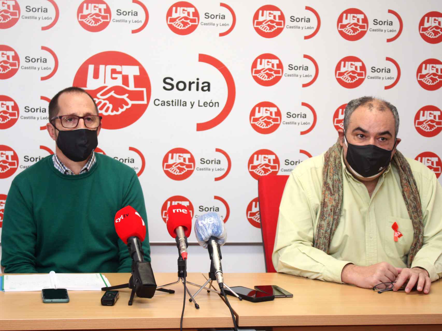 Imagen de archivo de una rueda de prensa de UGT en Soria. / ICAL