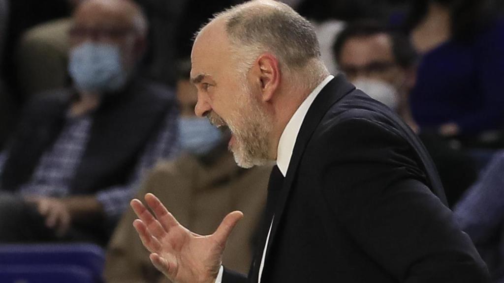 Pablo Laso, en un partido del Real Madrid de Baloncesto de la Euroliga de la temporada 2021/2022