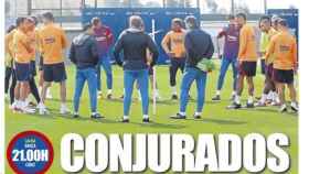 La portada del periódico Mundo Deportivo (lunes, 18 de abril del 2022): Conjurados