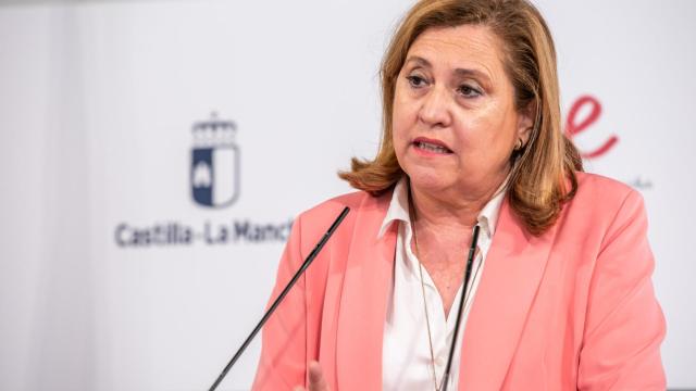 Rosana Rodríguez, consejera de Educación de Castilla-La Mancha, este martes en rueda de prensa