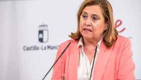 Rosana Rodríguez, consejera de Educación de Castilla-La Mancha, este martes en rueda de prensa