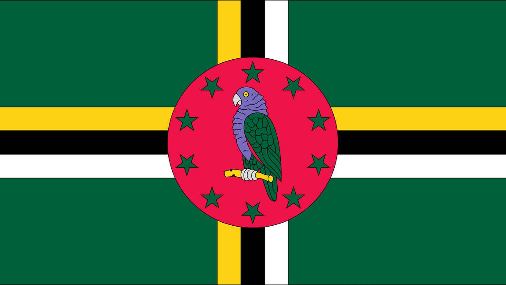 Bandera Dominica, isla del Caribe