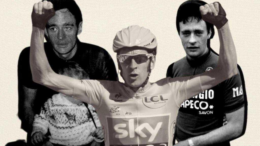 Bradley Wiggins, en un fotomontaje con su padre Garry.