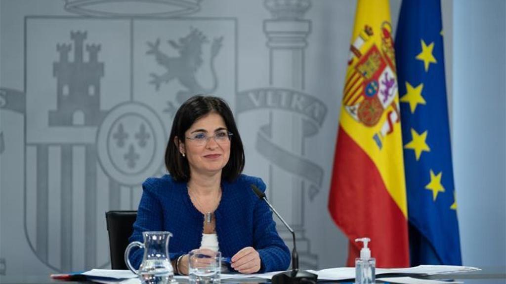 Carolina Darias en una rueda de prensa en La Moncloa.