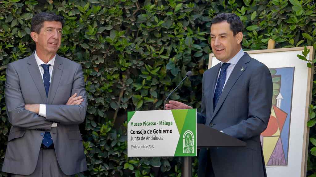 El presidente de la Junta, Juanma Moreno, y el vicepresidente, Juan Marín.