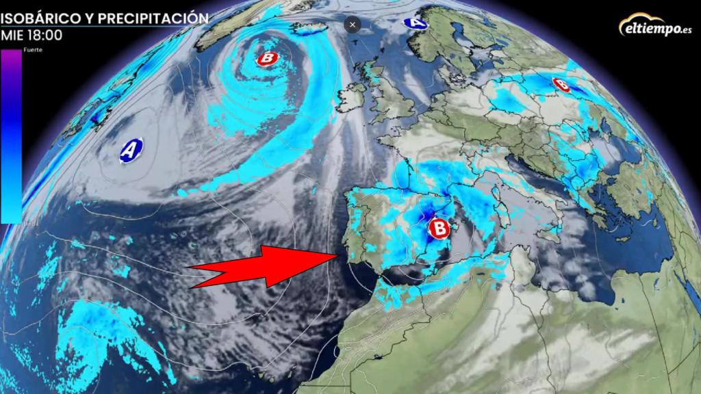 La borrasca fría situada sobre el Mediterráneo. Meteored.