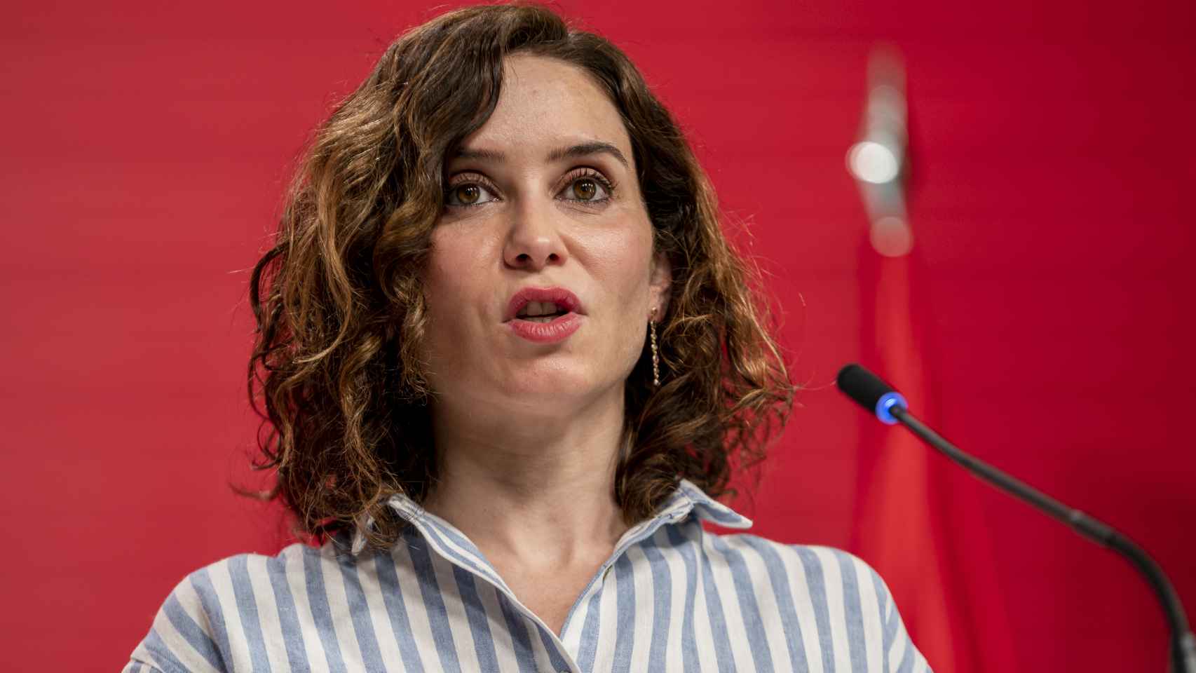 La presidenta de la Comunidad de Madrid, Isabel Díaz Ayuso, este lunes en la Real Casa de Correos,