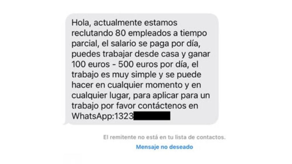 Estafa por SMS para encontrar muleros