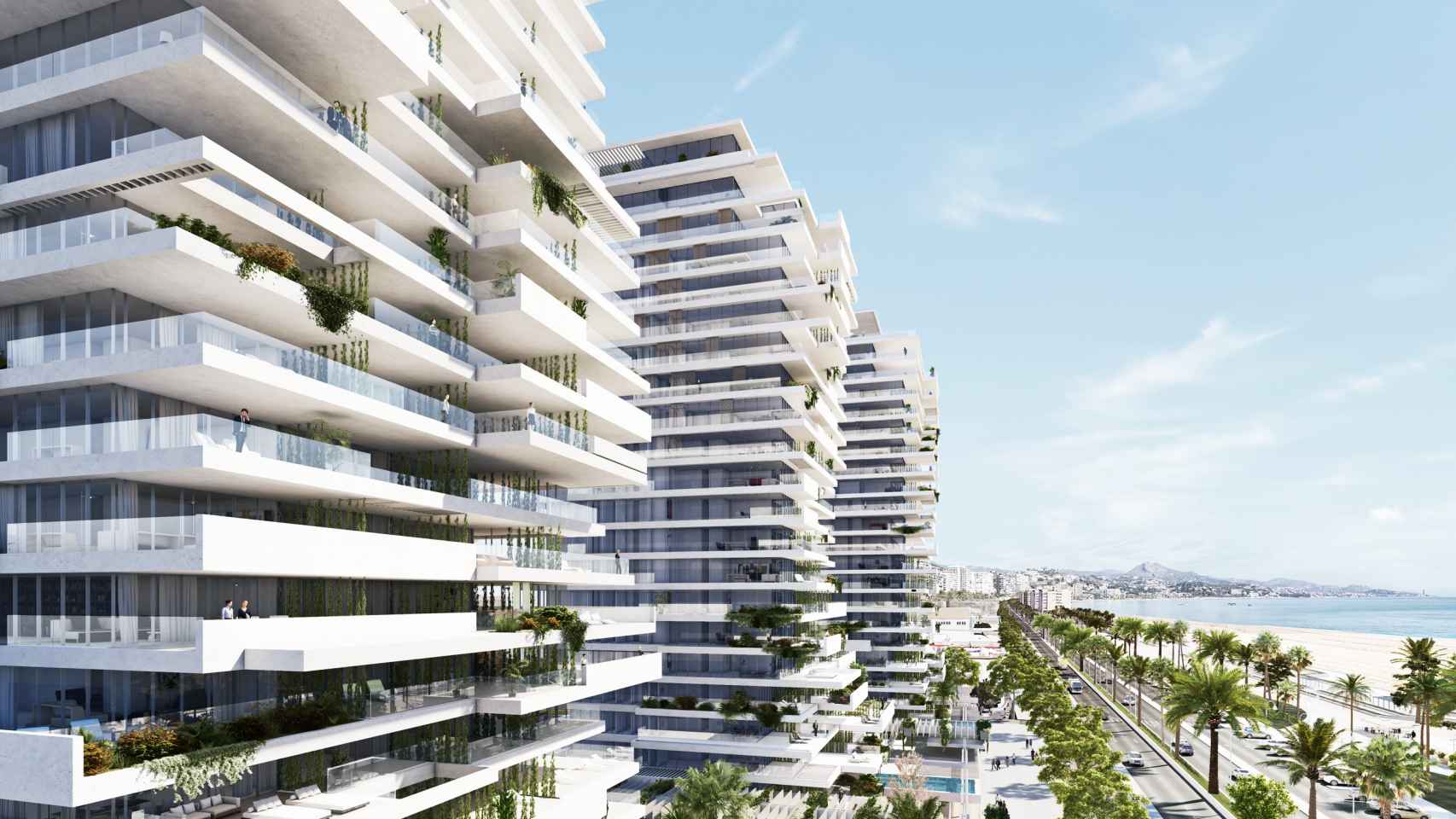 Diseño del estudio de Carlos Lamela para tres torres en el litoral oeste de Málaga.